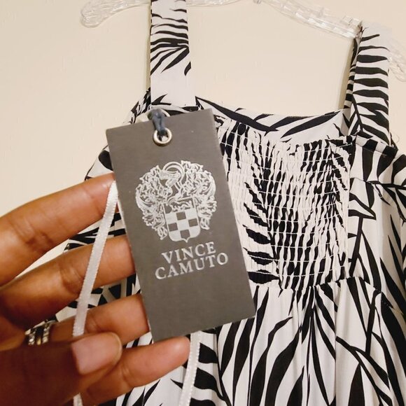Vince Camuto | Palm Print Square Neck Sleeveless Maxi Dress (Size 1X) - Picture 5 of 11